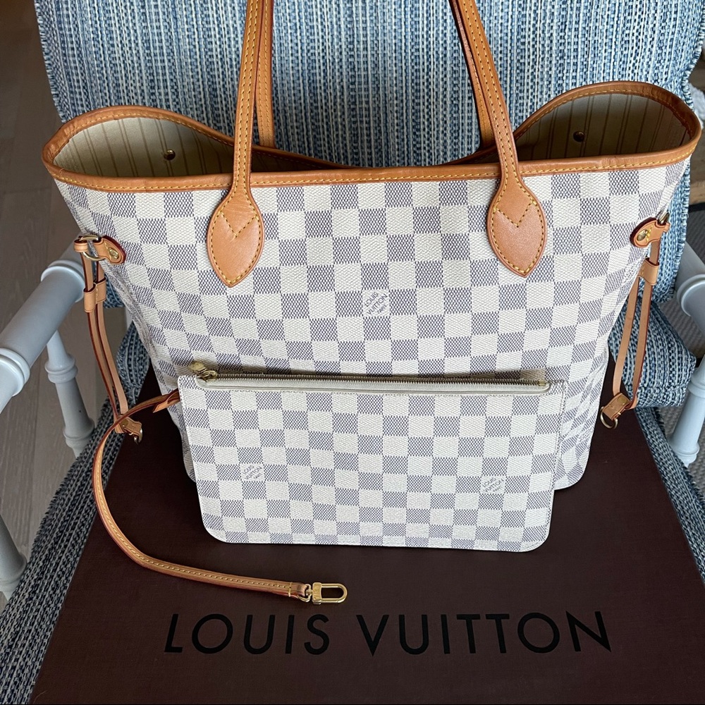 Louis Vuitton Neverfull MM Damier Azur w/Pochette
